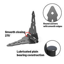 Load image into Gallery viewer, Strap Hinges for Wood Gates - Black Steel Hinges with Mounting Screws (2 Pack), Universal for Fence/Patio/Barn/Yard Doors