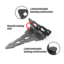 Load image into Gallery viewer, Heavy Duty Strap Hinges for Wood Gates - Black Steel Hinges with Mounting Screws (2 Pack), Universal for Fence/Patio/Barn/Yard Doors