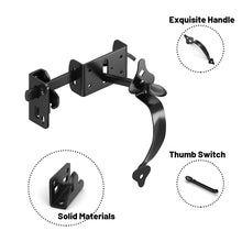 Load image into Gallery viewer, Slide Gate Latch Bolt Lock with Padlock Hole, Heavy Duty Fence Gate Bolt Latch Locks Hardware for Shed Wooden Fences Barn Yard Doors Outdoor Latch (Black)