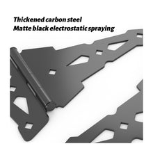 Load image into Gallery viewer, Heavy Duty Strap Hinges for Wood Gates - Black Steel Hinges with Mounting Screws (2 Pack), Universal for Fence/Patio/Barn/Yard Doors