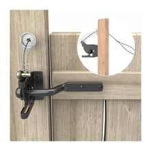 Load image into Gallery viewer, Gate Latch with Spring Cable Pull for Fence Gate - Carbon Steel - Black,Self Locking Fence Gate Latch,Gate Latch for Wooden & Vinyl Fence Gates Fence