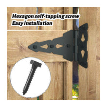 Load image into Gallery viewer, Heavy Duty Strap Hinges for Wood Gates - Black Steel Hinges with Mounting Screws (2 Pack), Universal for Fence/Patio/Barn/Yard Doors