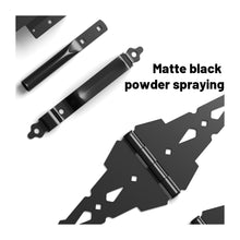 Load image into Gallery viewer, Fence Gate Hardware Set, Self-Closing Latch & Heavy Duty Hinges With Handle(2+1 Kit) - Complete Black Steel Kit for Wooden Fence Gates/Barn Doors