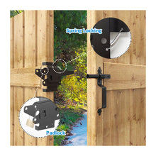 Load image into Gallery viewer, Self-Locking Fence Gate Latch With Handle, Heavy Duty Vinyl Post Mount Automatic Self-Closing Wooden Gate Hardware, Gravity Lever Door Latches for Outdoor/Secure Pool/Yard/Garden