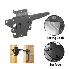Load image into Gallery viewer, Fence Gate Hardware Set, Self-Closing Latch & Heavy Duty Hinges With Handle(2+1 Kit) - Complete Black Steel Kit for Wooden Fence Gates/Barn Doors