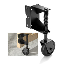 Load image into Gallery viewer, Heavy Duty Gate Caster Wheels with Shock Spring, Carbon Steel Black Powder Coated Bracket & Nylon Rollers, Self-Adjusting Spring for Smooth Sliding Gates on Ground (Left and Right)