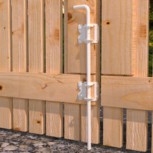 Load image into Gallery viewer, Heavy Duty 28" Door Drop Rod, 1PC, Black Powder Coated Gates Doors Stopper with Pre-Drilled Holes Brackets, Universal for Wooden & Vinly Gate, Fence Ground Latch