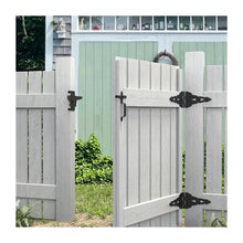 Load image into Gallery viewer, Fence Gate Hardware Set, Self-Closing Latch &amp; Heavy Duty Hinges With Handle(2+1 Kit) - Complete Black Steel Kit for Wooden Fence Gates/Barn Doors
