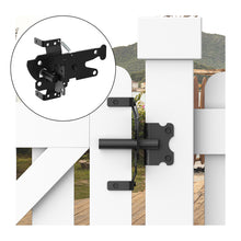 Load image into Gallery viewer, Self-Locking Fence Gate Latch, Heavy Duty Vinyl Post Mount Automatic Self-Closing Wooden Gate Hardware, Gravity Lever Door Latches for Outdoor/Secure Pool/Yard/Garden
