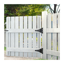 Load image into Gallery viewer, Heavy Duty Strap Hinges for Wood Gates - Black Steel Hinges with Mounting Screws (2 Pack), Universal for Fence/Patio/Barn/Yard Doors
