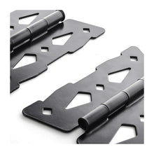 Load image into Gallery viewer, Butterfly Strap Hinges for Wood Gates - Black Steel Hinges with Mounting Screws (2 Pack), Universal for Fence/Patio/Barn/Yard Doors
