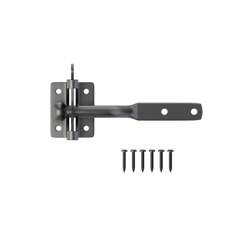 Gravity Gate Latch - Heavy-Duty Self-Locking for Wooden & Vinyl Fence Gates (Black Steel)
