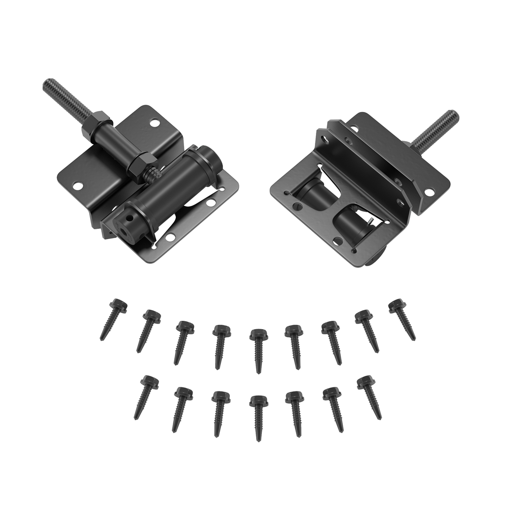 Self-Closing Fence Gate Hinges, Small Size Stainless Steel with Black Powder Coat & Spring Loaded, Adjustable Tension for Wooden Fence Doors/Gates/Yard