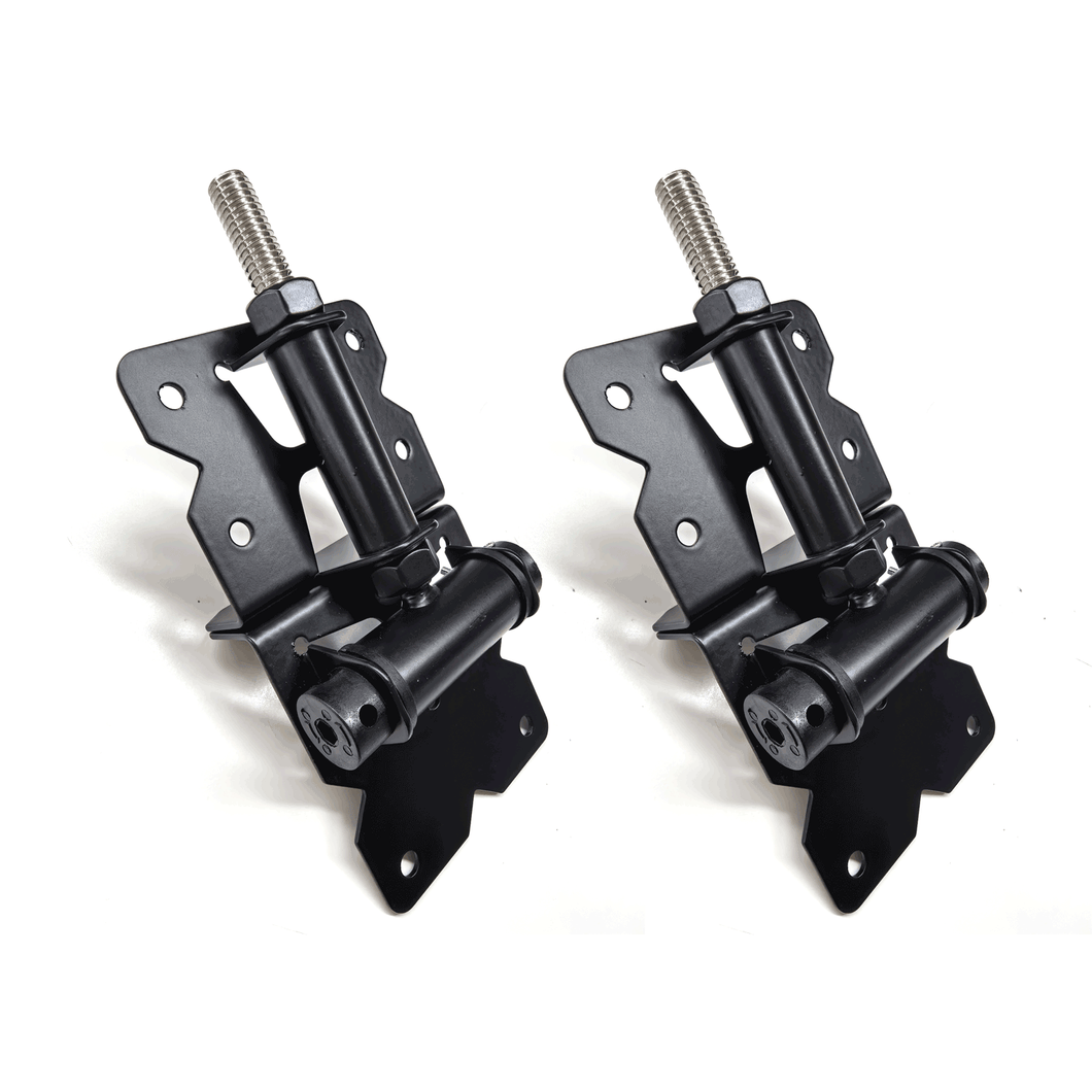 Self-Closing Gate Hinges with Nylon Bearings - Stainless Steel & Nylon Composite, Adjustable Tension Silent Closure for Wood Fence/Yard Gates (Black)